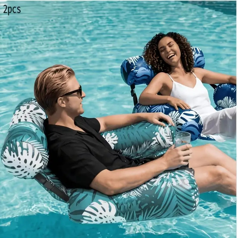 Thick Inflatable Pool Float Bed, Unisex Inflatable Lounge Chair, Inflatable Pool Floaters, PVC + Oxford Fabric, Ideal for Pools, Lakes, Beaches, Outdoor Fun