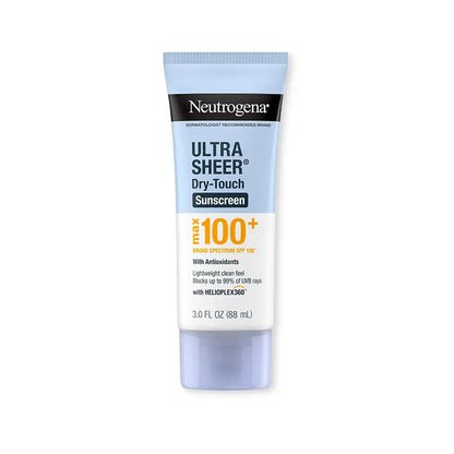 Neutrogena Ultra Sheer Dry-Touch Sunscreen Lotion, Max 100+ Broad Spectrum SPF 100 UVA/UVB Protection, Lightweight, Non-Greasy Sunscreen, Oxybenzone-Free, Antioxidant, Travel Size, 3 Fl Oz