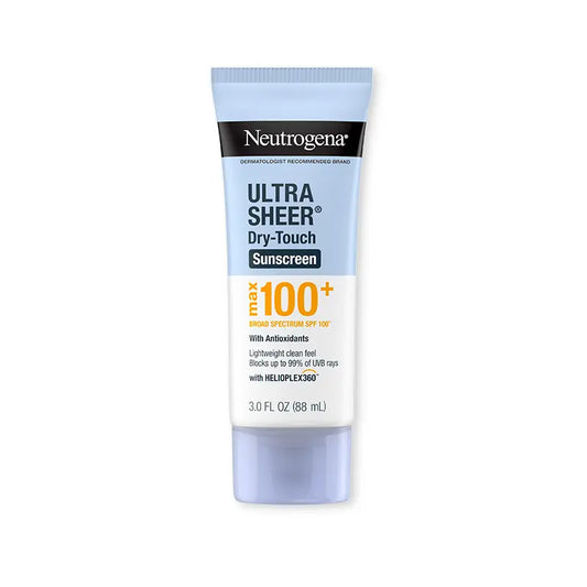 Neutrogena Ultra Sheer Dry-Touch Sunscreen Lotion, Max 100+ Broad Spectrum SPF 100 UVA/UVB Protection, Lightweight, Non-Greasy Sunscreen, Oxybenzone-Free, Antioxidant, Travel Size, 3 Fl Oz
