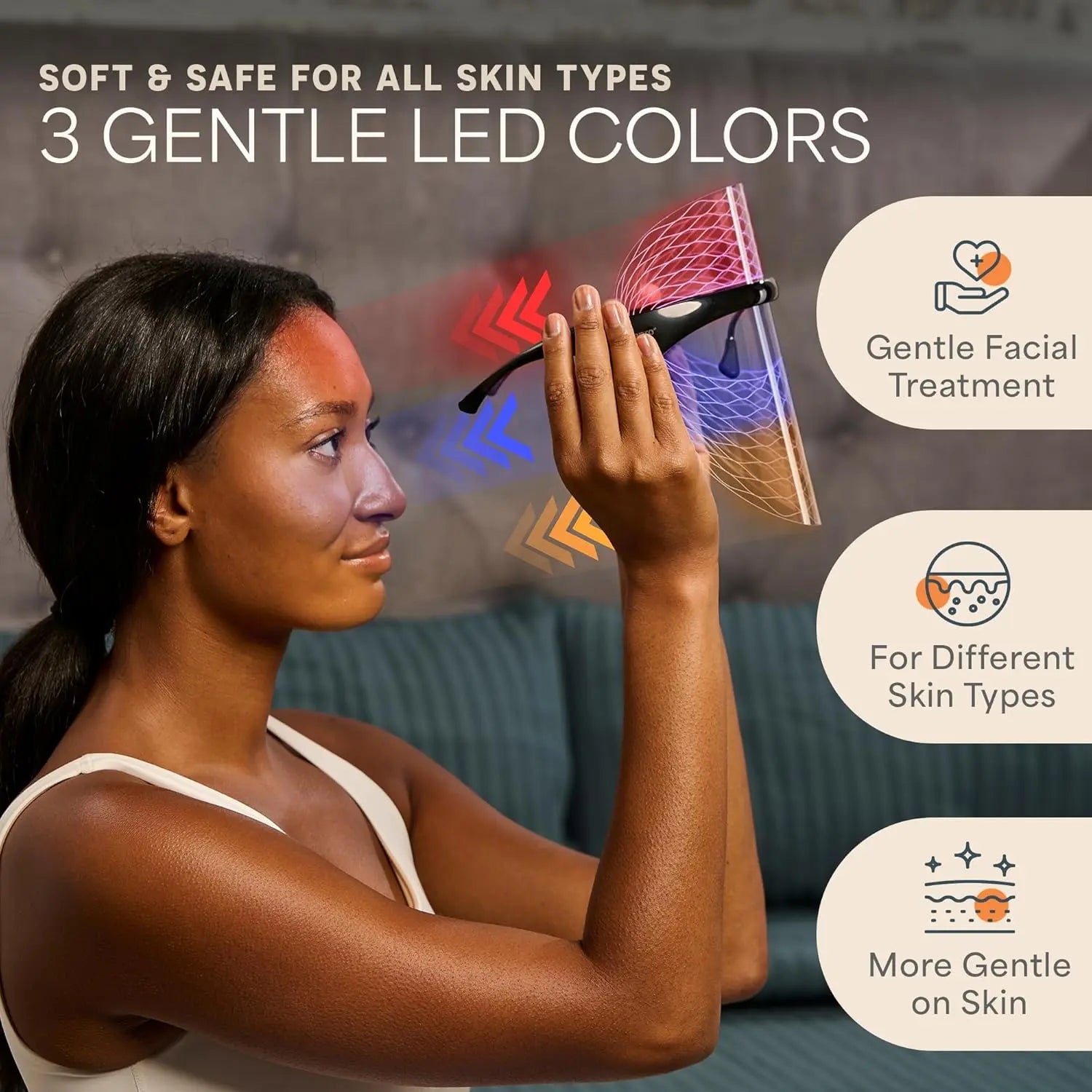 Lifepro Vizacure LED Face Mask – FDA Cleared | Red + Blue + Amber Light | Anti-Aging & Acne | 30-Day Skin Transformation