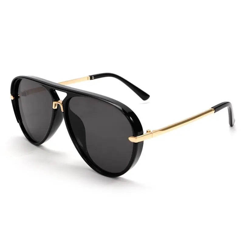 Women'S Designer Pilot Sunglasses, Chic Adorn Gold-Trim Black Frame, UV400 Protection, Simple Fashion Female Eyewear,Summervibes