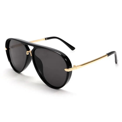Women'S Designer Pilot Sunglasses, Chic Adorn Gold-Trim Black Frame, UV400 Protection, Simple Fashion Female Eyewear,Summervibes