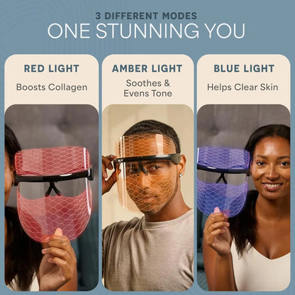 Lifepro Vizacure LED Face Mask – FDA Cleared | Red + Blue + Amber Light | Anti-Aging & Acne | 30-Day Skin Transformation