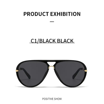 Women'S Designer Pilot Sunglasses, Chic Adorn Gold-Trim Black Frame, UV400 Protection, Simple Fashion Female Eyewear,Summervibes