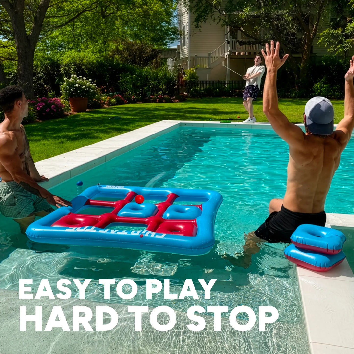 Chip Tac Toe - Floating Golf Pool Toys for Adults and Teens, Outdoor Toys for Pool Parties and Beach Days, Yard Games for Backyard Fun and Summer Gatherings