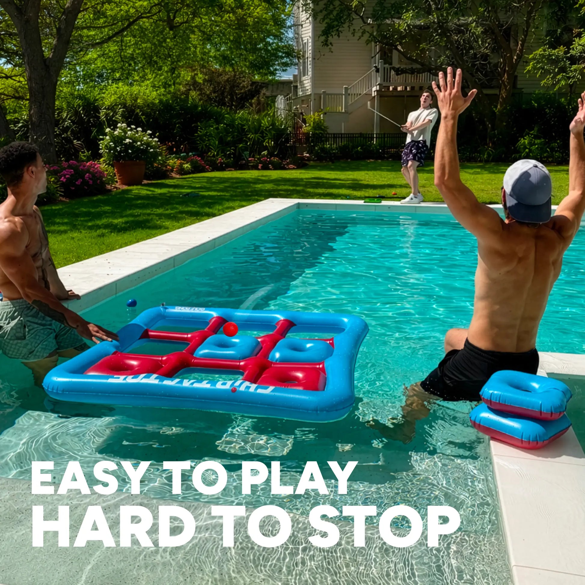 Chip Tac Toe - Floating Golf Pool Toys for Adults and Teens, Outdoor Toys for Pool Parties and Beach Days, Yard Games for Backyard Fun and Summer Gatherings