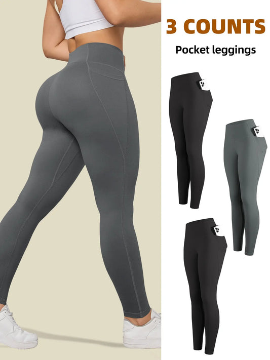 Women'S High Waist Yoga Pants with Side Pockets, Elastic Comfort, Perfect for Fitness and Daily Wear, Running and Gym Choice, High Waisted Leggings, Athletic Leggings, High Waist Activewear, Fitness Training Pant