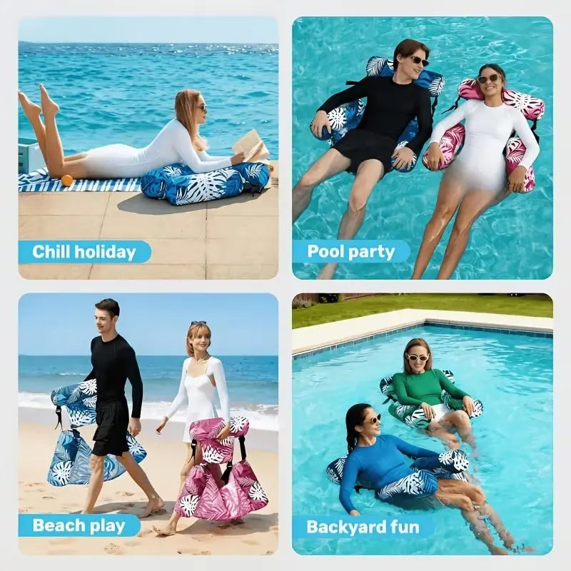Thick Inflatable Pool Float Bed, Unisex Inflatable Lounge Chair, Inflatable Pool Floaters, PVC + Oxford Fabric, Ideal for Pools, Lakes, Beaches, Outdoor Fun