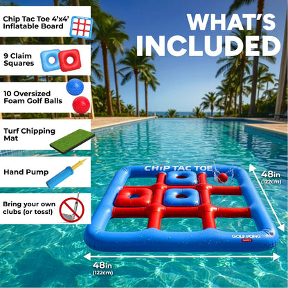 Chip Tac Toe - Floating Golf Pool Toys for Adults and Teens, Outdoor Toys for Pool Parties and Beach Days, Yard Games for Backyard Fun and Summer Gatherings