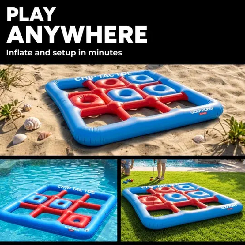 Chip Tac Toe - Floating Golf Pool Toys for Adults and Teens, Outdoor Toys for Pool Parties and Beach Days, Yard Games for Backyard Fun and Summer Gatherings