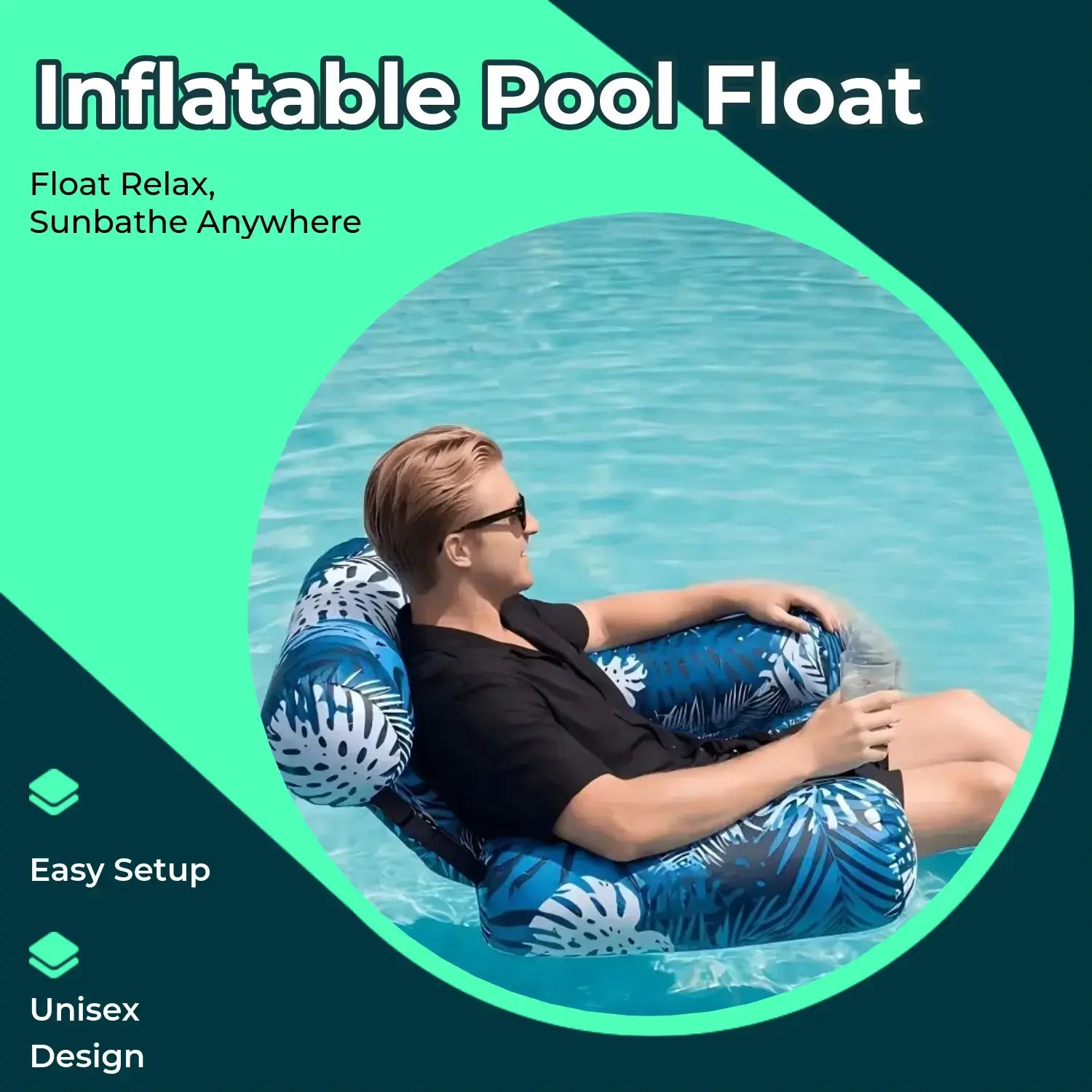 Thick Inflatable Pool Float Bed, Unisex Inflatable Lounge Chair, Inflatable Pool Floaters, PVC + Oxford Fabric, Ideal for Pools, Lakes, Beaches, Outdoor Fun