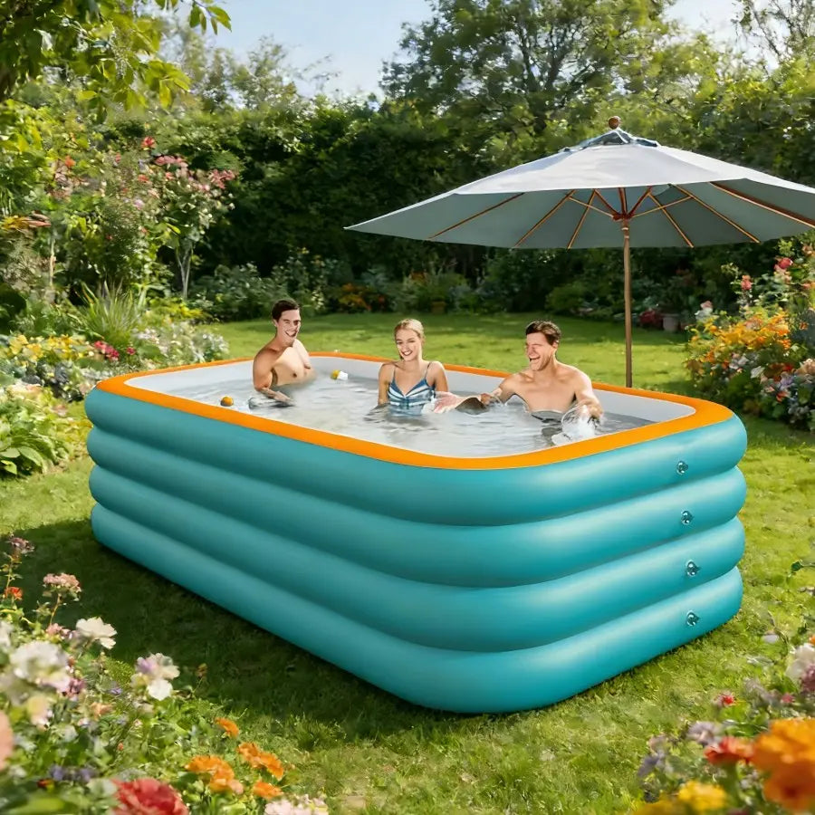 Large Family Multi Purpose Inflatable Pool, Elevated 4 Layer PVC Water Pool, Summer Garden Play Swimming Pool, Portable Easy Storage, Various Sizes Available, Inflatable Pool Lounge